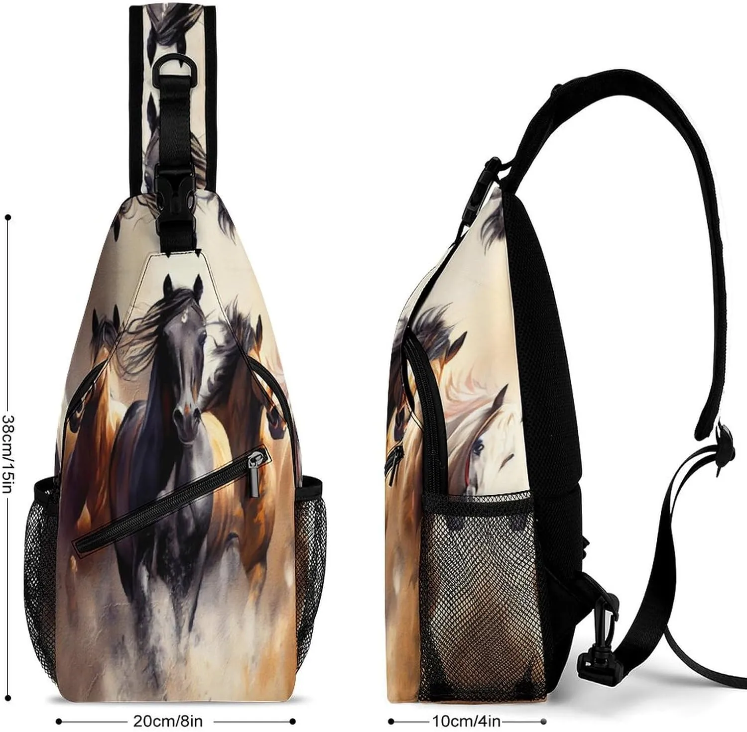 Men & Women Gym Bags Sack Daypack Outdoor Backpack, for Wild Animal Horses Painting Sling Bag Backpack Rope Bag for Business Travel Hiking - Unbalance Camera Case