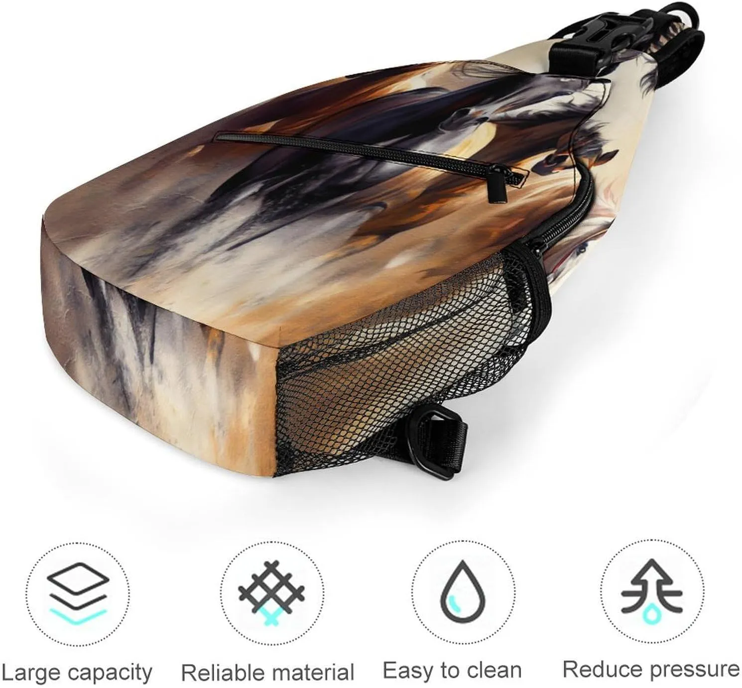 Men & Women Gym Bags Sack Daypack Outdoor Backpack, for Wild Animal Horses Painting Sling Bag Backpack Rope Bag for Business Travel Hiking - Unbalance Camera Case