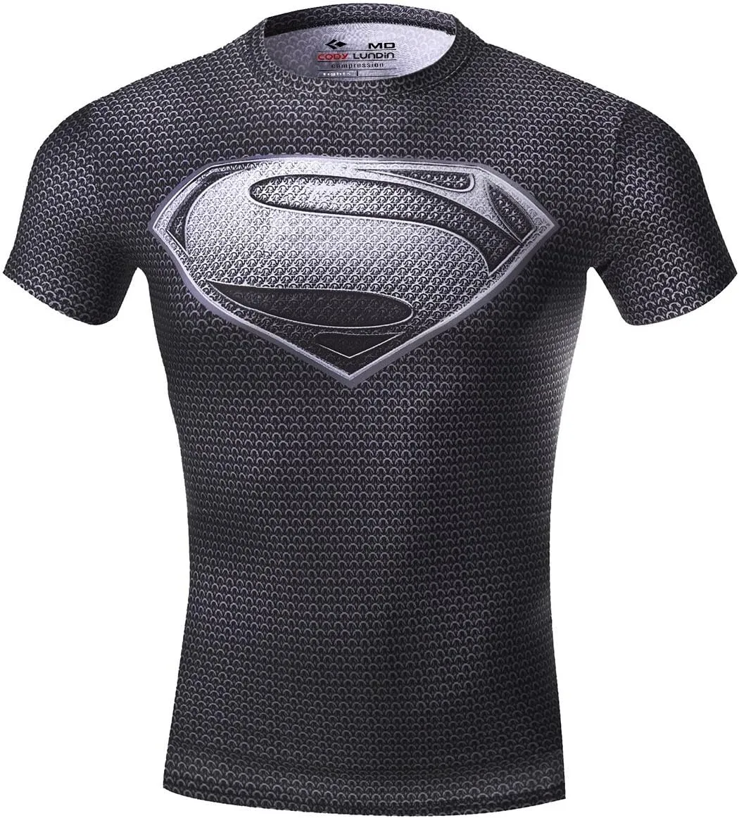 Men Compression Tights Sports T-Shirt,Digital Printing Fitness Shirt