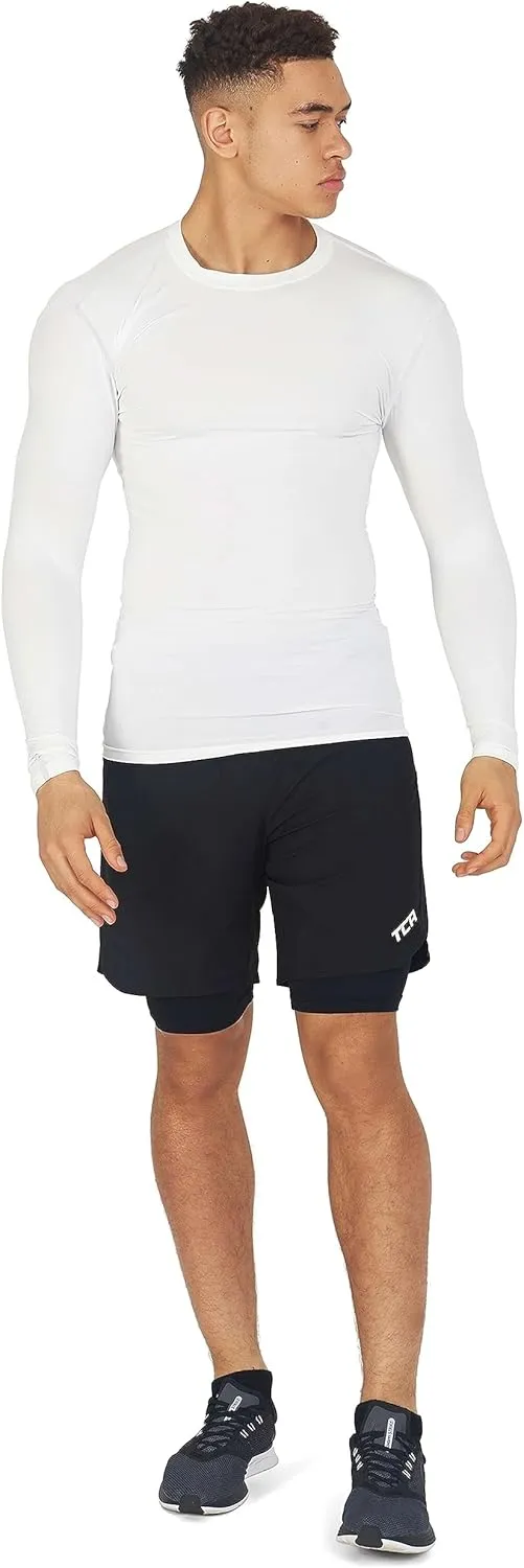 Men's Compression Shirts Long Sleeve Athletic Workout Top, Rash Guard Base Layer Sports Undershirt - Crew Neck