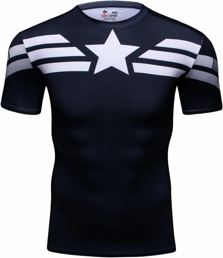 Men's Film Super-Hero Series Compression Sports Shirt Running Short Sleeve Tee
