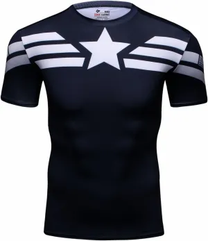 Men's Film Super-Hero Series Compression Sports Shirt Running Short Sleeve Tee