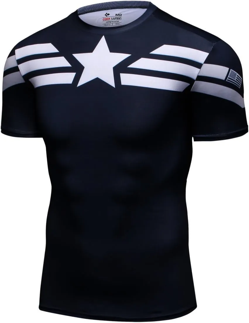 Men's Film Super-Hero Series Compression Sports Shirt Running Short Sleeve Tee
