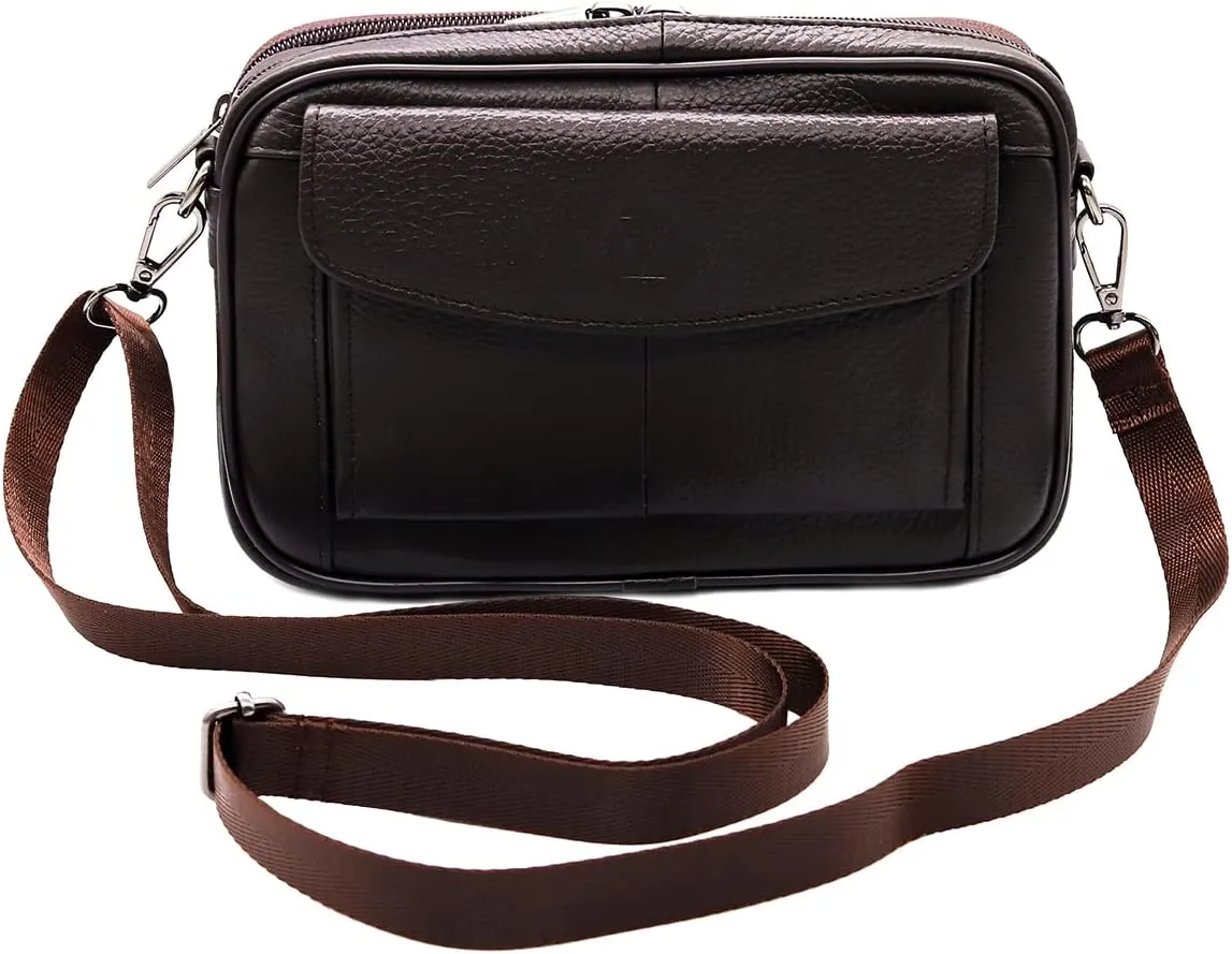 Mens Handbag Genuine Leather Crossbody Shoulder Messenger Bag Organizer Checkbook Wallet Purse