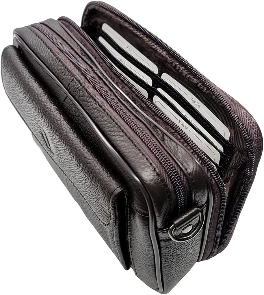 Mens Handbag Genuine Leather Crossbody Shoulder Messenger Bag Organizer Checkbook Wallet Purse