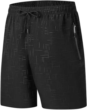 Men's Ice Silk Shorts Quick Dry with Pockets Athletic Workout Casual Breathable Lightweight Outdoor Beach Trunks