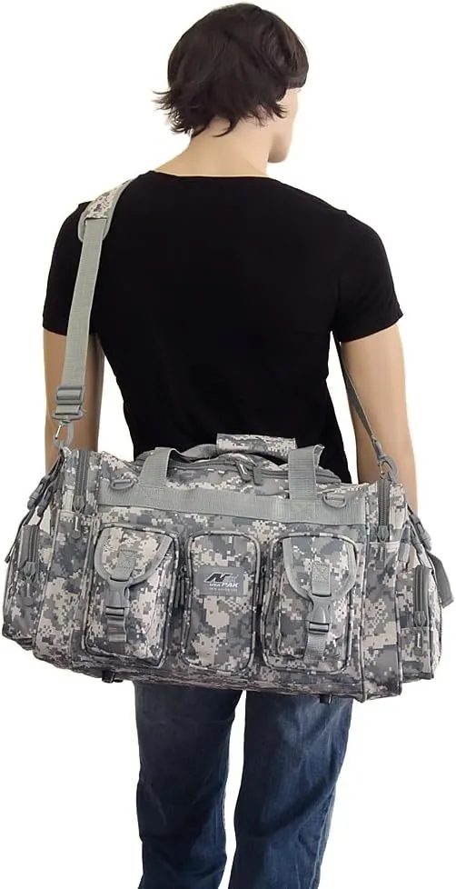 Mens Large 22" Inch ACU Digital Camo Duffel Duffle Military Molle Tactical Gear Shoulder Strap Travel Bag