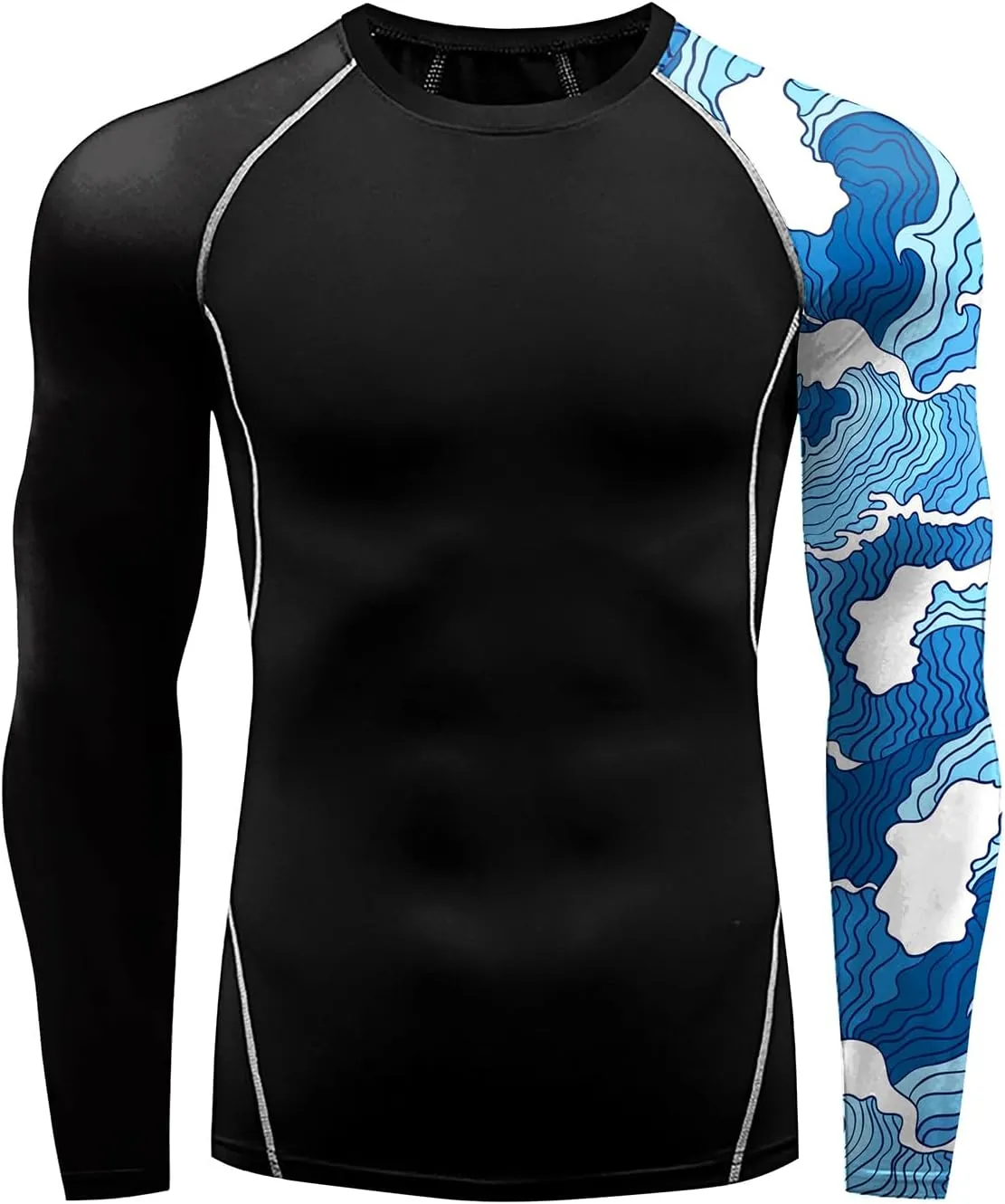 Men's Rash Guard Shirts Sun Protection UPF 50  Long Sleeve BJJ Jiu Jitsu Fitness Running Fishing Swim T-Shirt