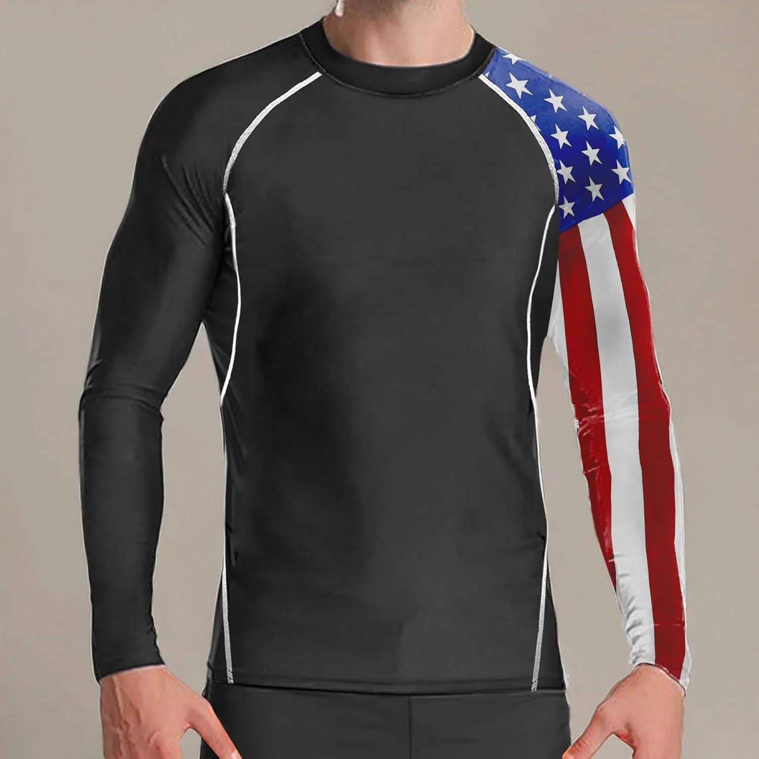 Men's Rash Guard Shirts Sun Protection UPF 50  Long Sleeve BJJ Jiu Jitsu Fitness Running Fishing Swim T-Shirt