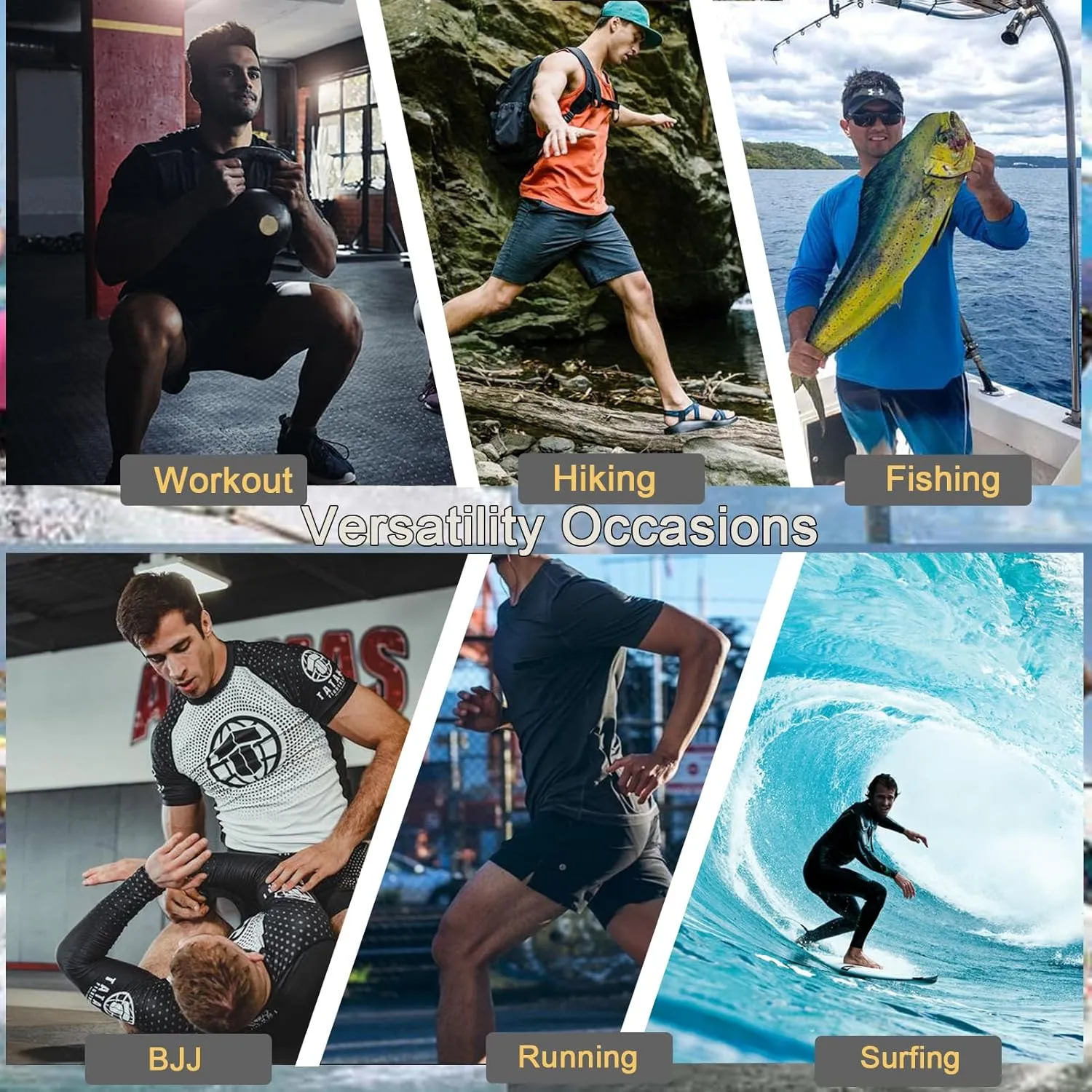 Men's Rash Guard Shirts Sun Protection UPF 50  Long Sleeve BJJ Jiu Jitsu Fitness Running Fishing Swim T-Shirt