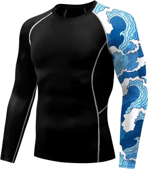 Men's Rash Guard Shirts Sun Protection UPF 50  Long Sleeve BJJ Jiu Jitsu Fitness Running Fishing Swim T-Shirt
