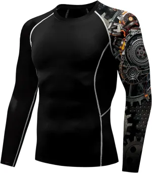 Men's Rash Guard Shirts Sun Protection UPF 50  Long Sleeve BJJ Jiu Jitsu Fitness Running Fishing Swim T-Shirt