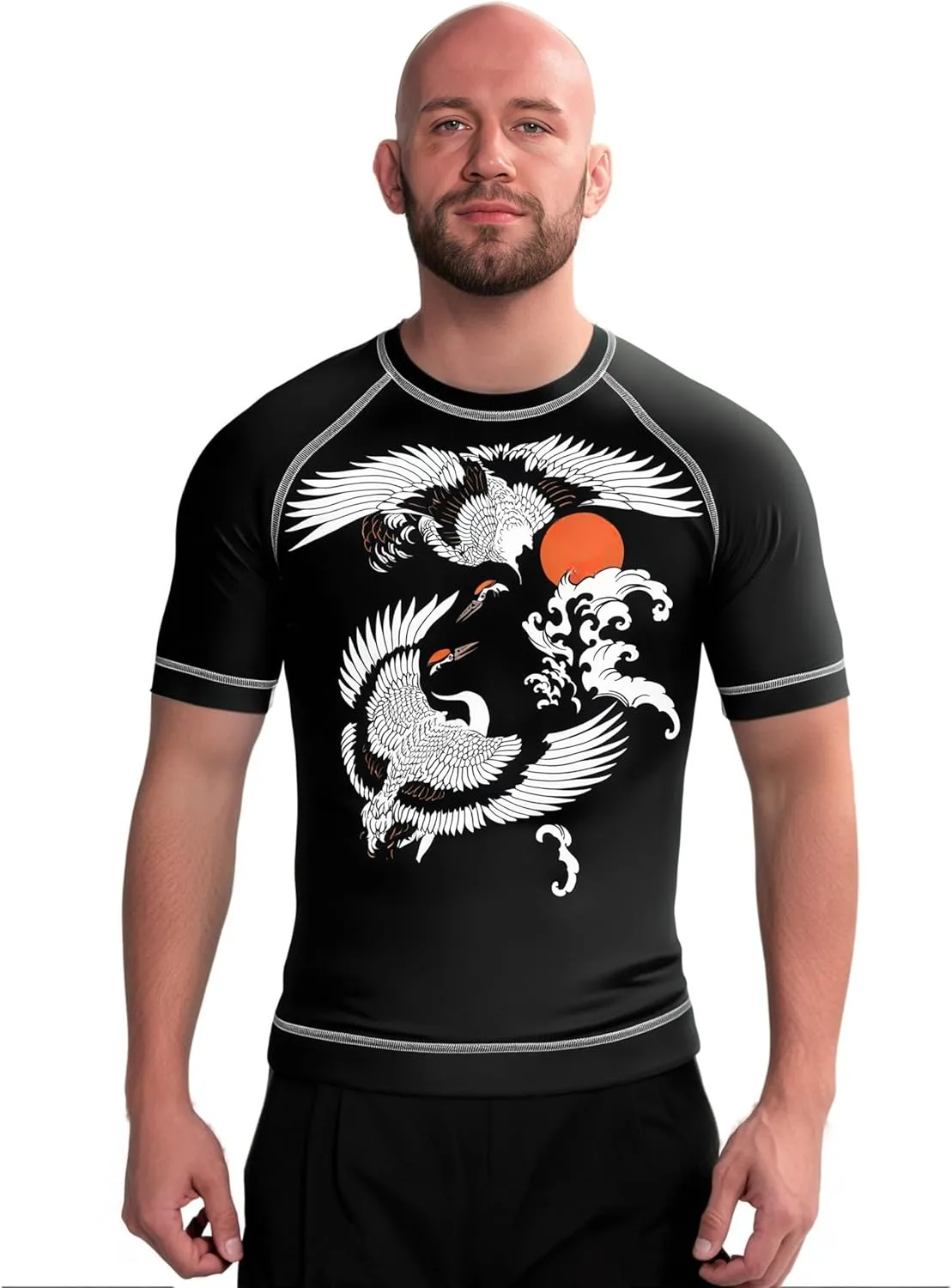 Men's Short Sleeve UPF 50  Rash Guard Skins Compression Shirt UV Sun Protection Rashguard Water Sports Rash Guard