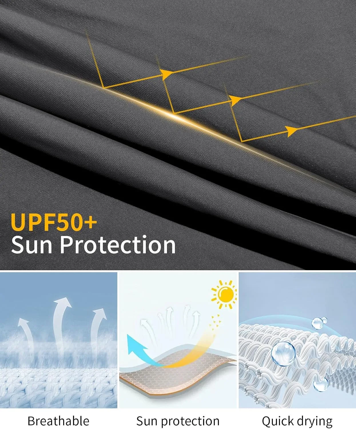 Men’s UPF 50  Sun Protection Long Sleeve Rash Guard Swim Shirts