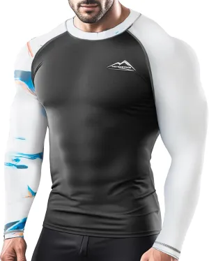 Men’s UPF 50  Sun Protection Long Sleeve Rash Guard Swim Shirts