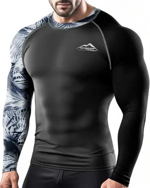 Men’s UPF 50  Sun Protection Long Sleeve Rash Guard Swim Shirts