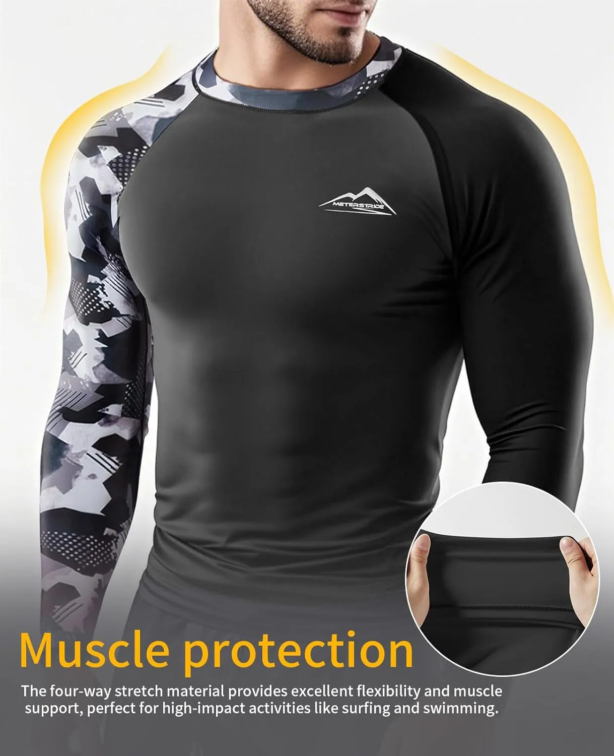 Men’s UPF 50  Sun Protection Long Sleeve Rash Guard Swim Shirts