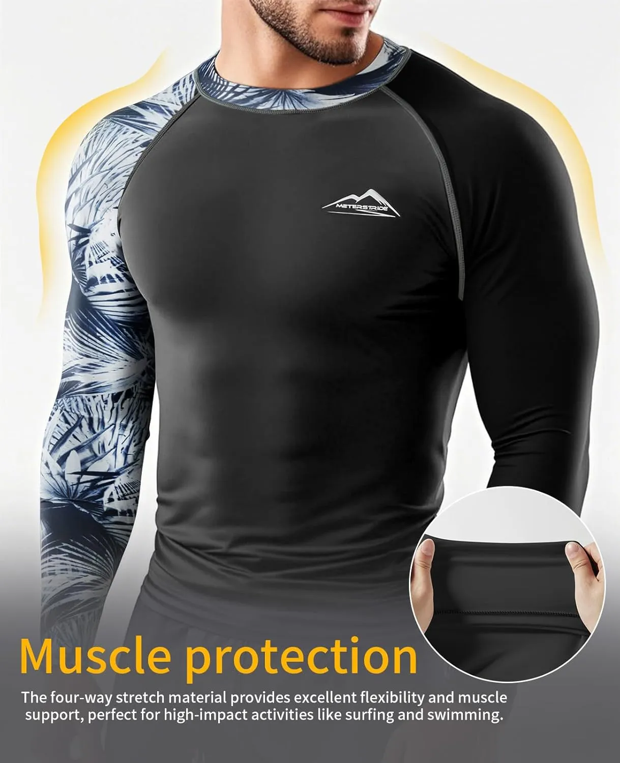 Men’s UPF 50  Sun Protection Long Sleeve Rash Guard Swim Shirts