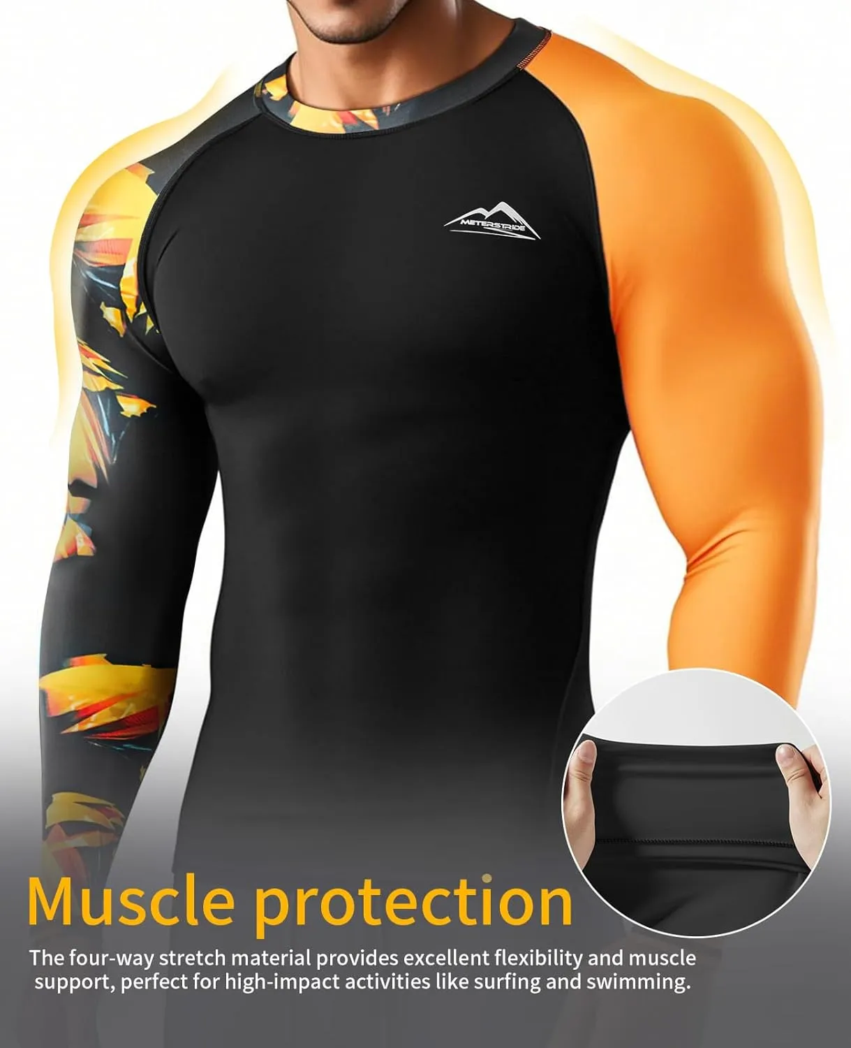 Men’s UPF 50  Sun Protection Long Sleeve Rash Guard Swim Shirts