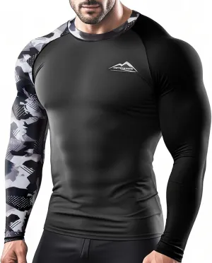 Men’s UPF 50  Sun Protection Long Sleeve Rash Guard Swim Shirts