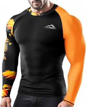 Men’s UPF 50  Sun Protection Long Sleeve Rash Guard Swim Shirts
