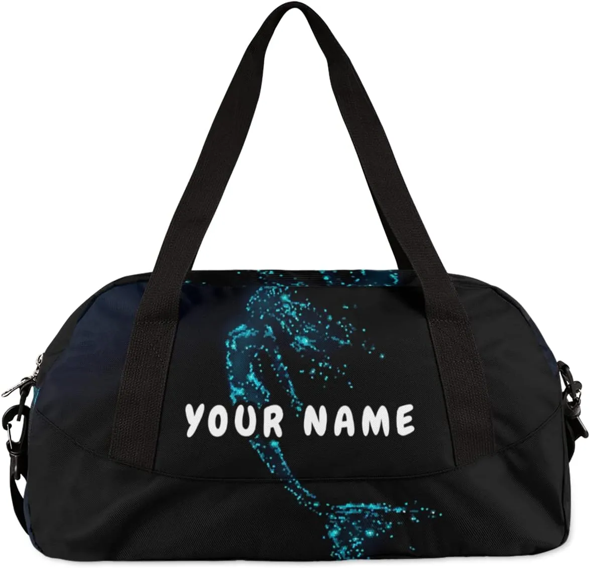 Mermaid Personalized Kids Duffel Bag for Girls Boys, Mermaid Debris Custom Name Dance Bag Overnight Small Duffel Bag Carry On Weekend Sports Travel Bag for School Practice Gymnastics Ballet