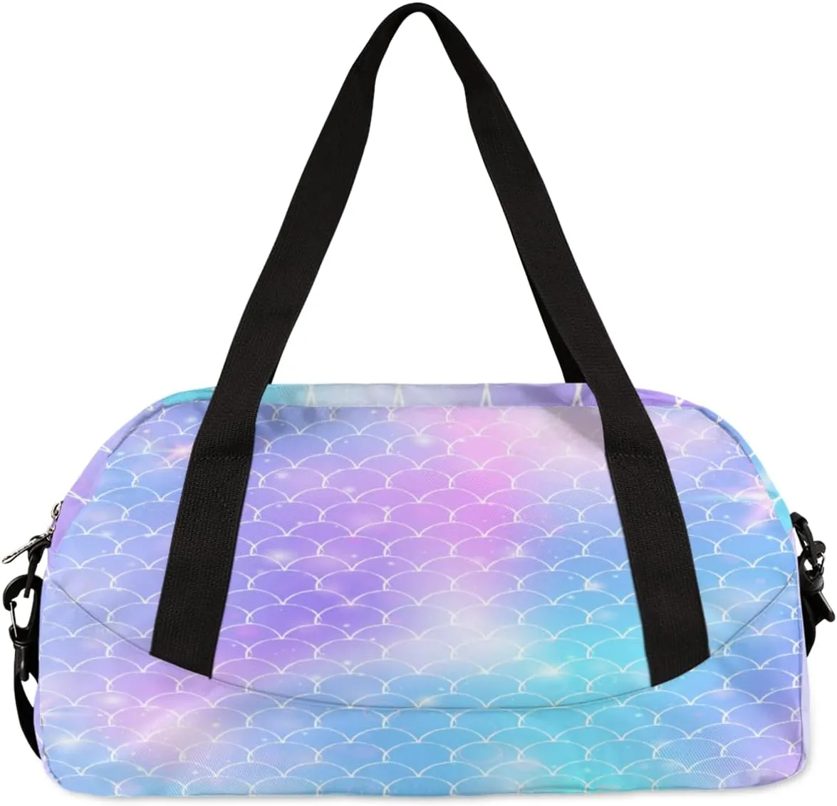 Mermaid Scales Dancing Custom Name Kids Duffel Bags Personalized Customized Gifts Sports Gym Bag Girls Dance Bag Overnight Weekender Sleepover Travel Tote Carry On Bag for Girls