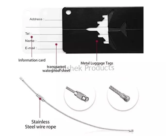 Metal Luggage Tag - Stainless Steel Metal Luggage Tag