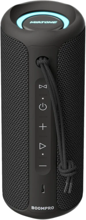 MIATONE Bluetooth Speakers 36W Portable Speaker with Stereo Sound Bass, Bluetooth 5.3 Wireless USB Type C Outdoor, 5000mAh 24H Playtime IPX7 Waterproof, Color Lights Speaker (Black)