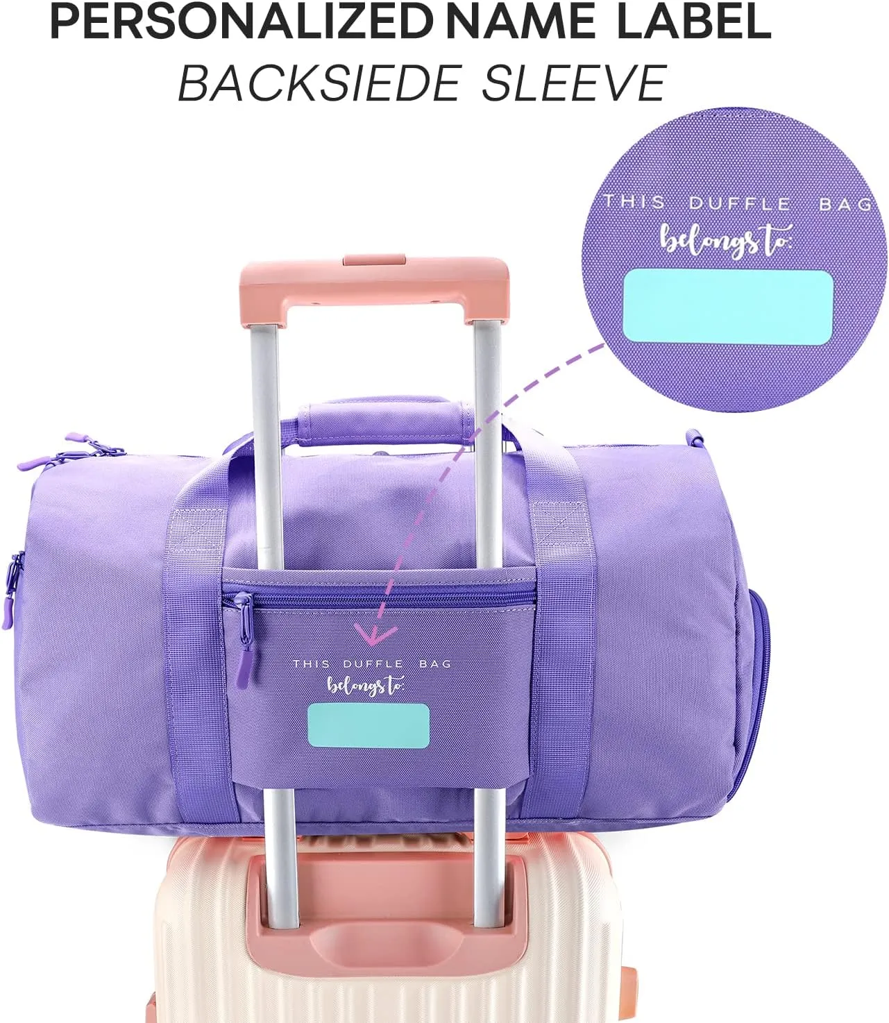 mibasies Dance Bag for Girls Duffle Bag Kids Overnight Travel Sleepover Bags Sport Gym Bag with Shoes Compartment(Chunky Purple Rainbow1)