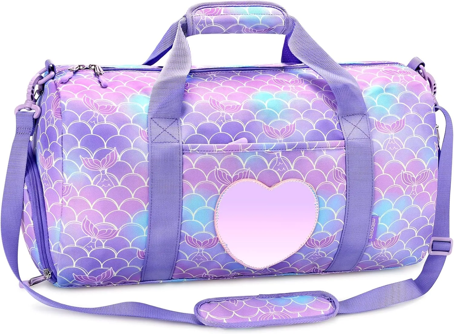 mibasies Dance Bag for Girls Duffle Bag Kids Overnight Travel Sleepover Bags Sport Gym Bag with Shoes Compartment(Mermaid Tail)