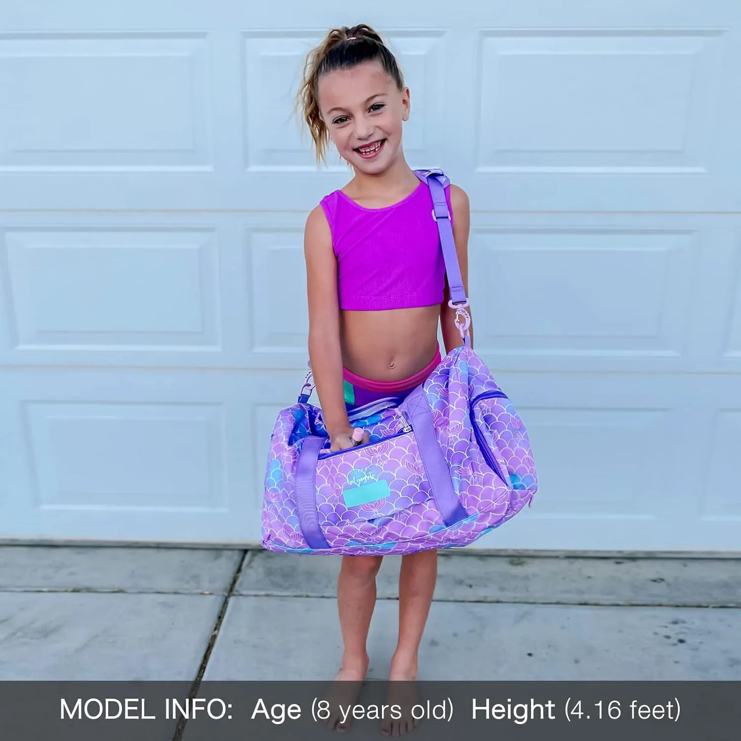 mibasies Dance Bag for Girls Duffle Bag Kids Overnight Travel Sleepover Bags Sport Gym Bag with Shoes Compartment(Mermaid Tail)