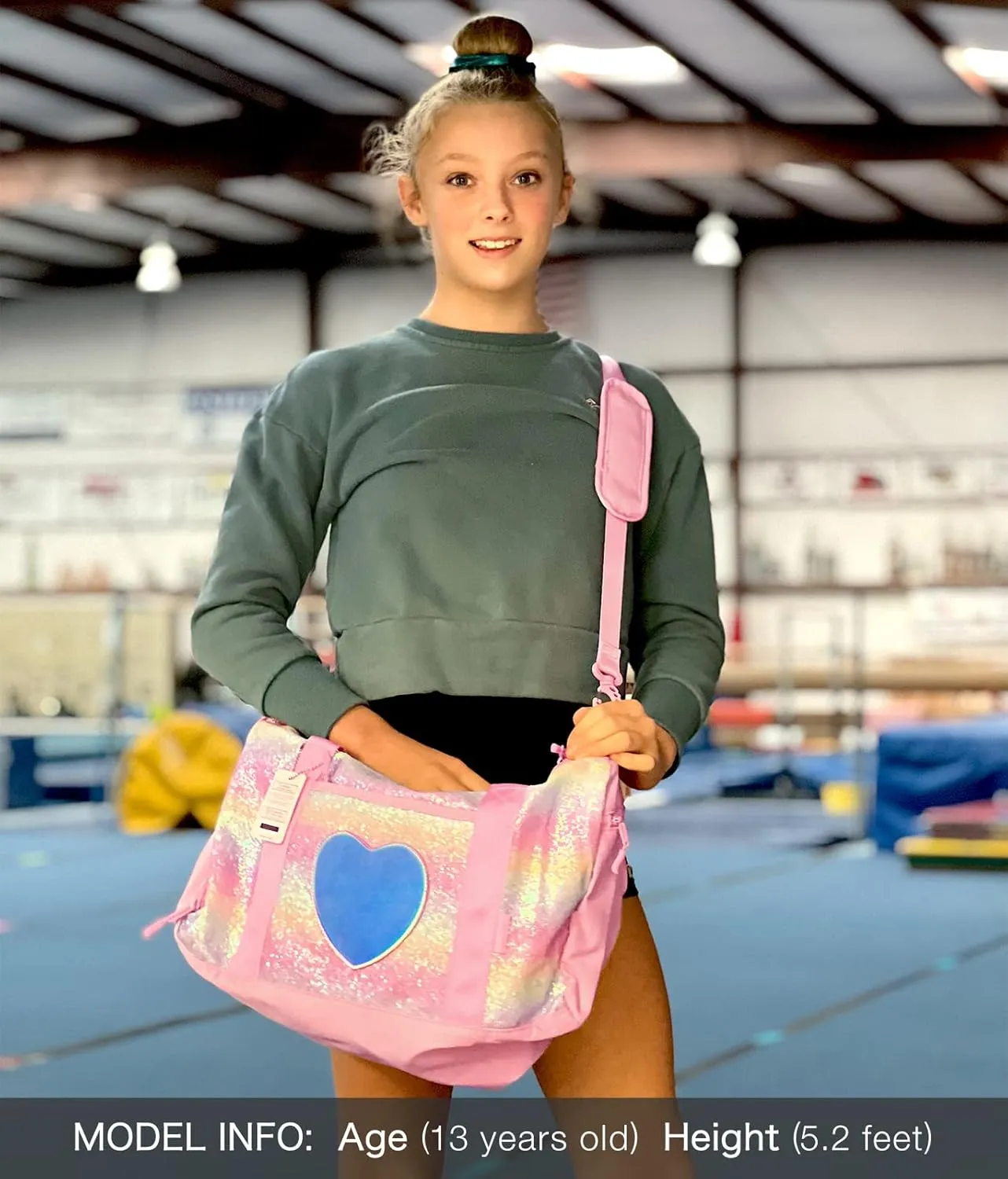mibasies Dance Bag for Girls Duffle Bag Kids Overnight Travel Sleepover Bags Sport Gym Bag with Shoes Compartment(Rainbow)