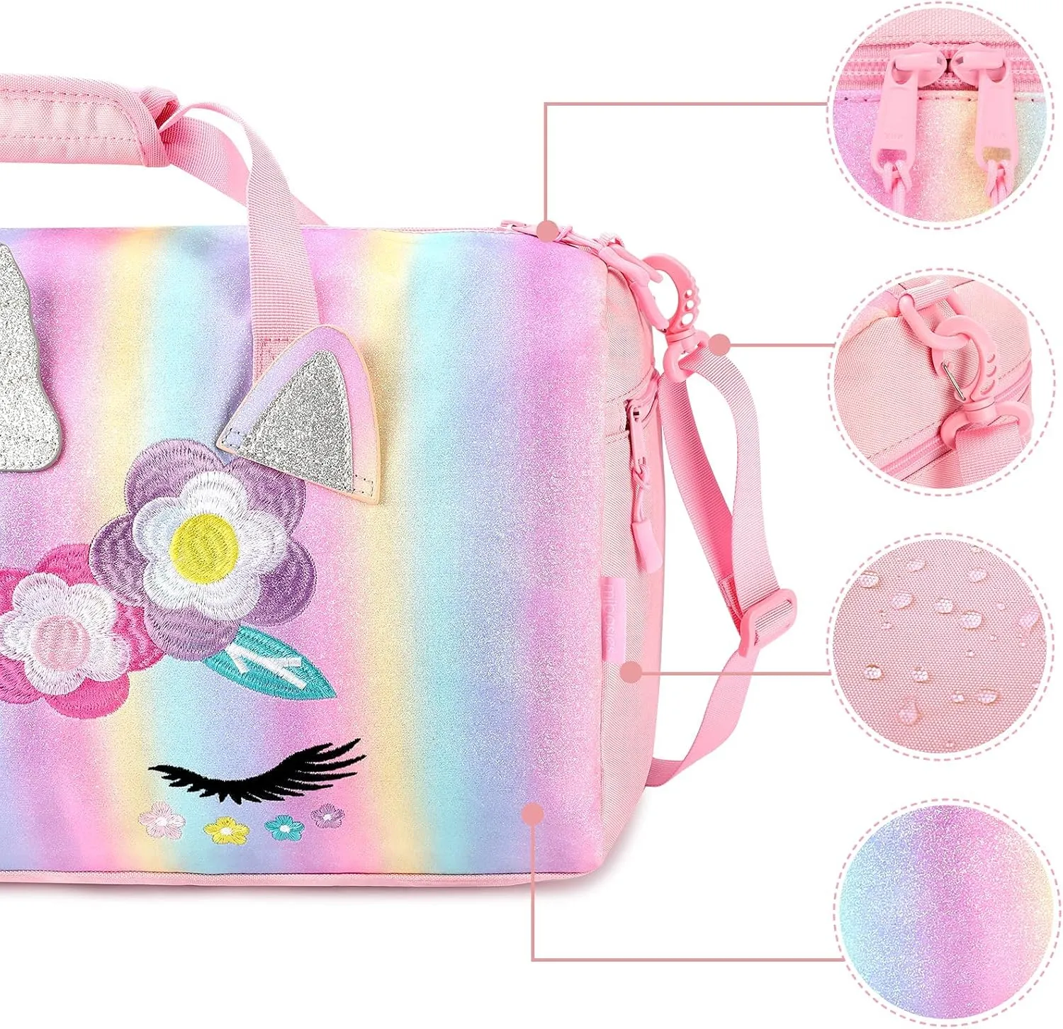 mibasies Dance Bag for Girls Duffle Bag Kids Overnight Travel Sleepover Bags with Shoes Compartment Large
