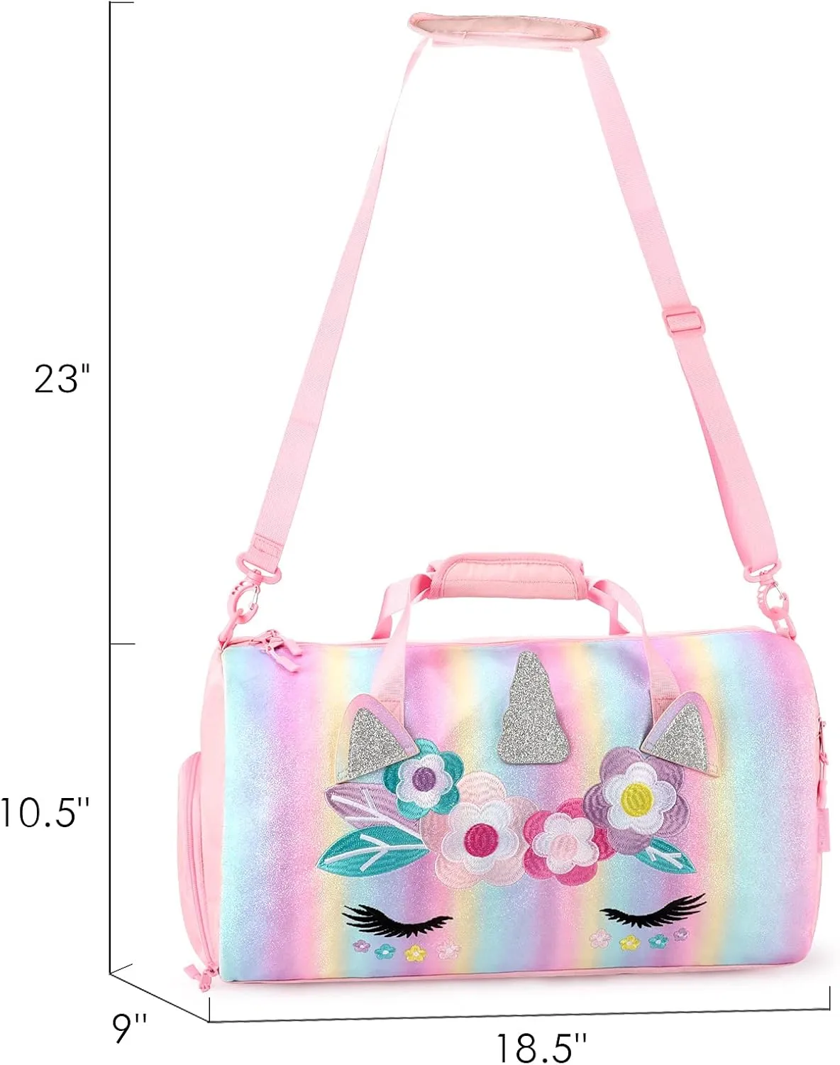 mibasies Dance Bag for Girls Duffle Bag Kids Overnight Travel Sleepover Bags with Shoes Compartment Large