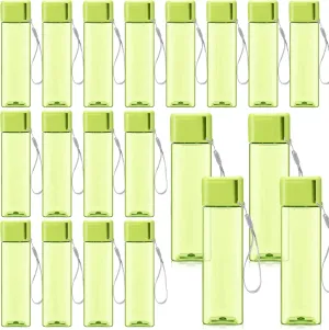 Mifoci 20 Pieces Water Bottle Bulk 17 oz Plastic Water Bottles Bulk Gym Sports Adults Reusable Large Drinking Cups for Outdoor Fitness(Green,Rectangle)