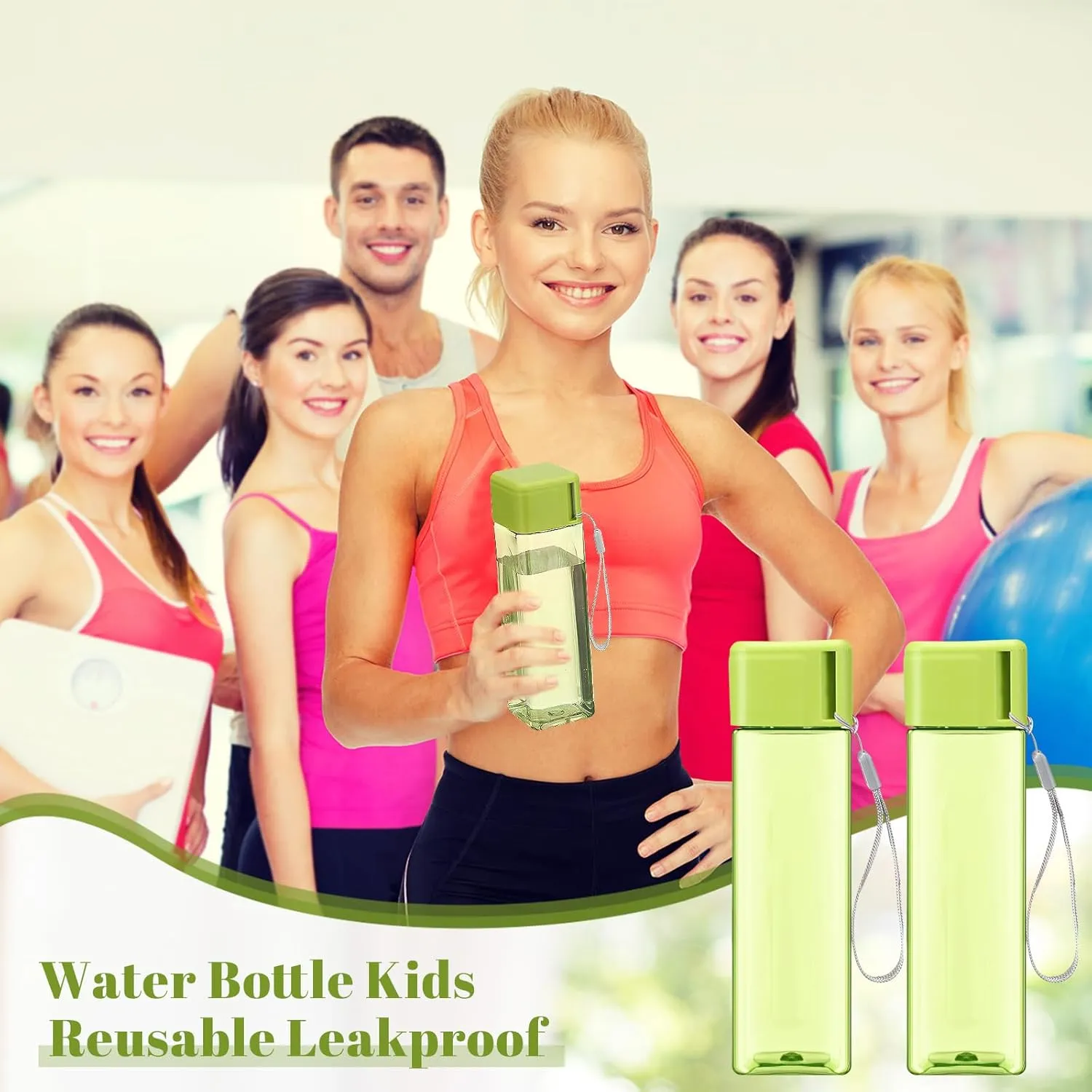 Mifoci 20 Pieces Water Bottle Bulk 17 oz Plastic Water Bottles Bulk Gym Sports Adults Reusable Large Drinking Cups for Outdoor Fitness(Green,Rectangle)