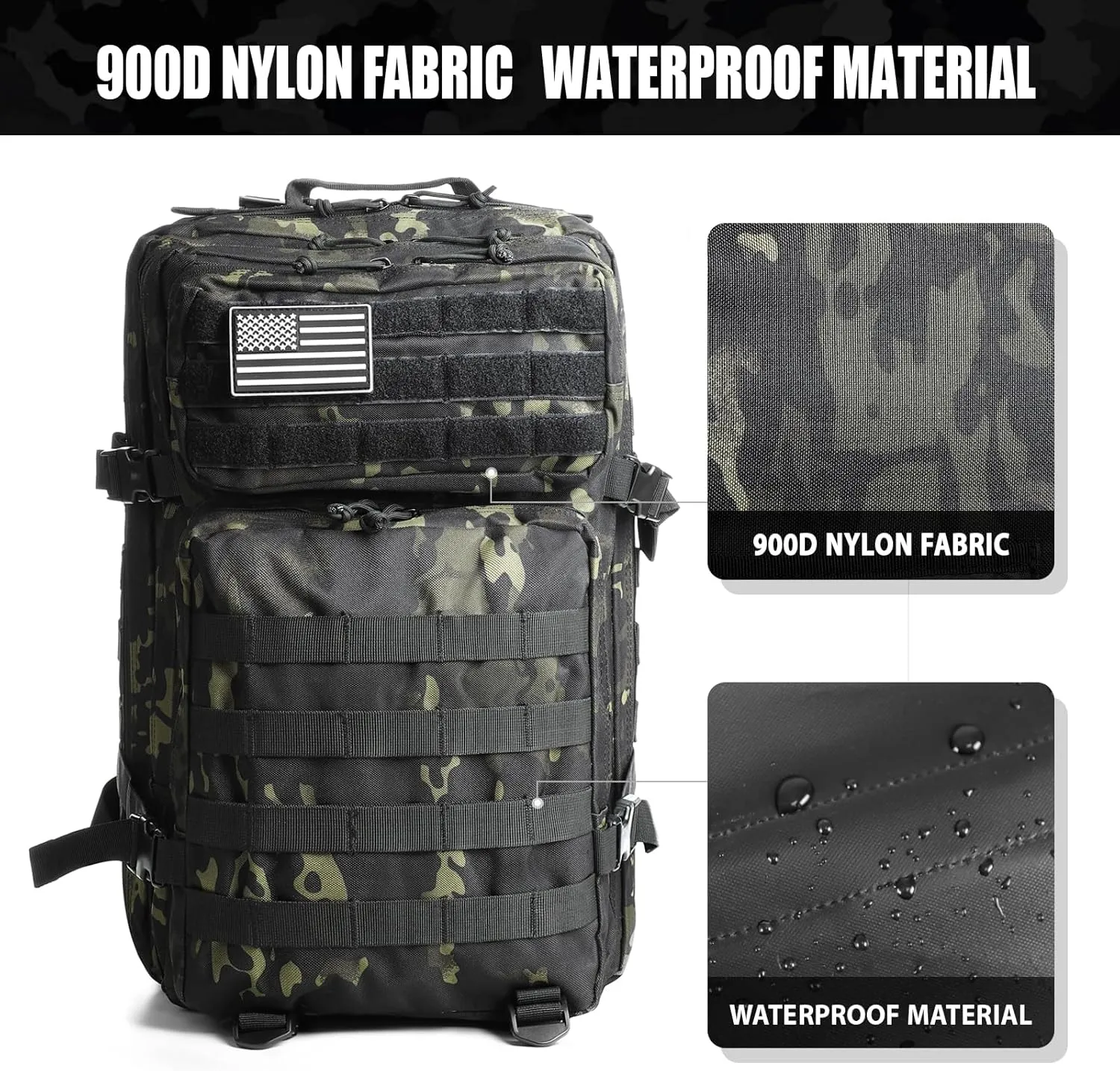 Military Tactical Backpack for Men 45L Molle Army 3 Days Assault Pack Bug Out Bag Water Resistant