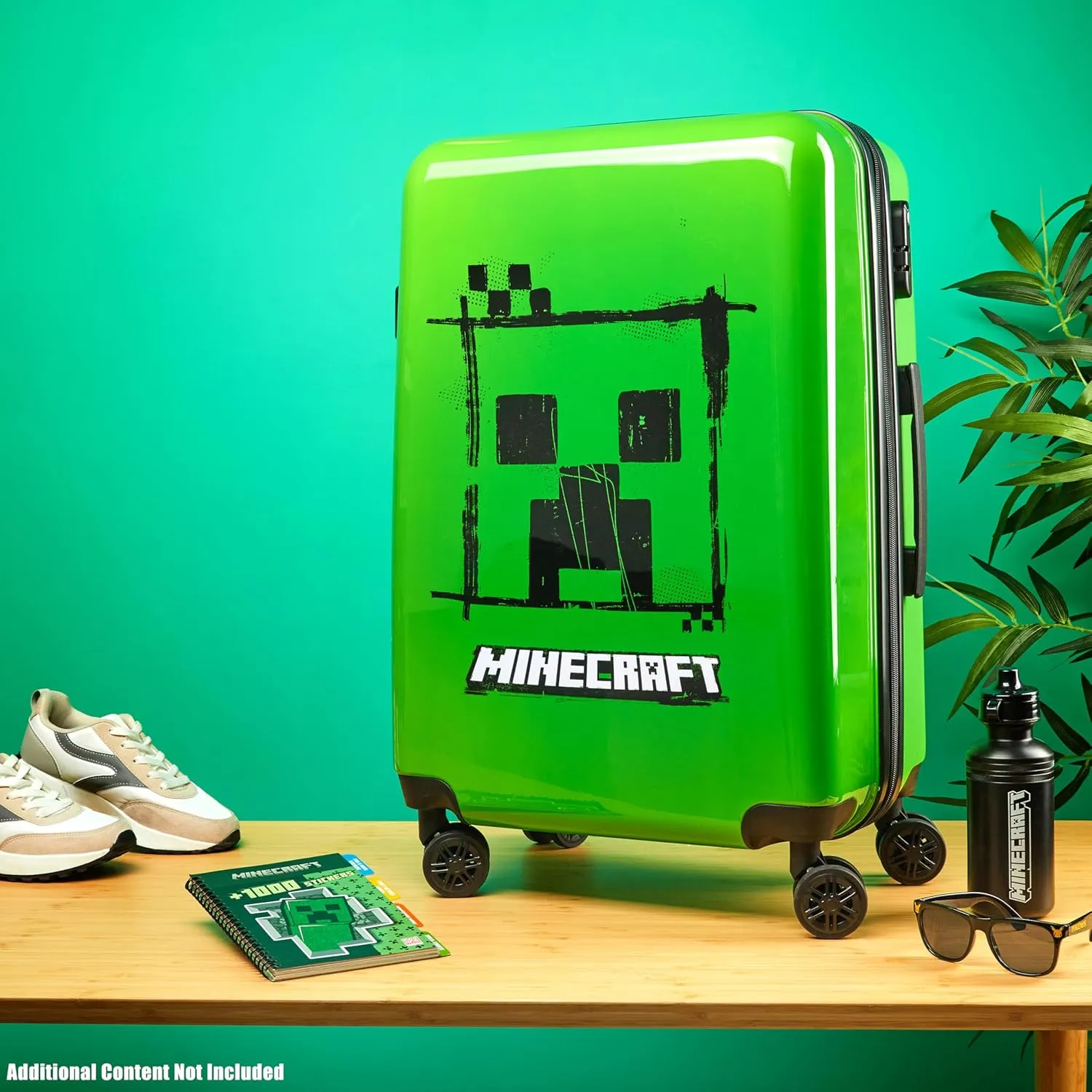 Minecraft Suitcase for Kids Teens Creeper Hard Shell Luggage Rolling Suitcase 4 Wheels & Extendable Handle Travel Essentials for Vacations Trips (Large Green, 26.18" - 46L)