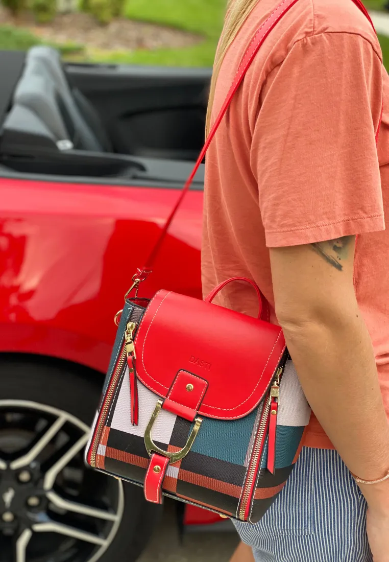 Mini Convertible Backpack Small Purse for Women Dasti (Red)