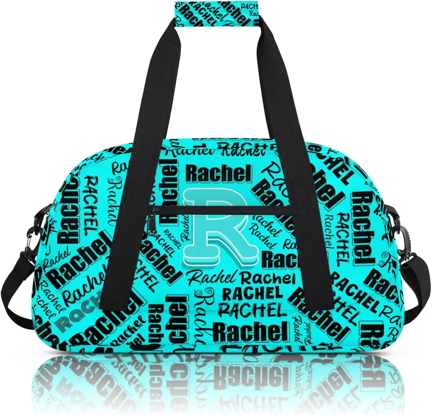 Mini Sports Duffel Bag Waterproof Custom Women Small Gym Bag 18 inch for Men Carry on Overnight Travel Tote Bag Cyan
