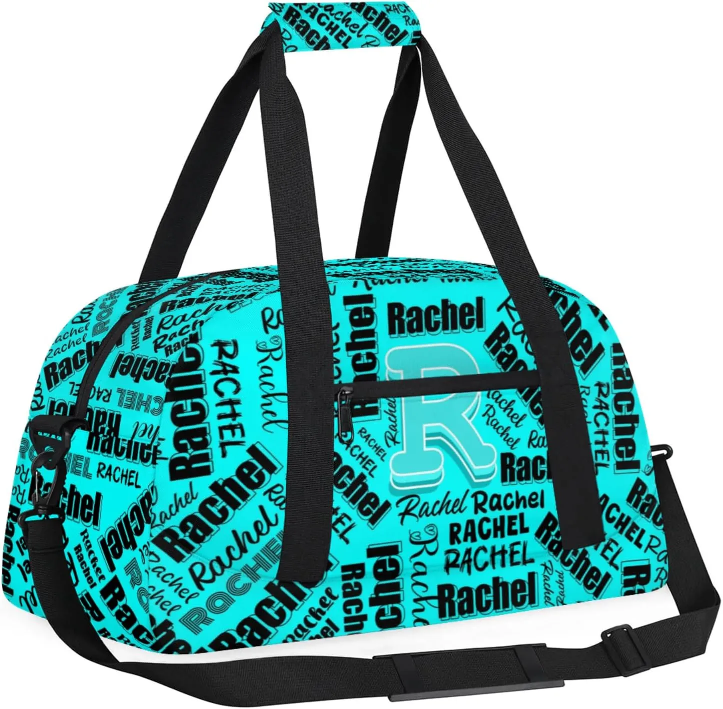 Mini Sports Duffel Bag Waterproof Custom Women Small Gym Bag 18 inch for Men Carry on Overnight Travel Tote Bag Cyan
