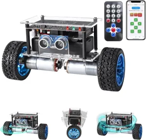 MIOYOOW DIY Self-Balancing Robot Car Kit, Soldering Practice STEM Project with Ultrasonic Obstacle Avoidance, WiFi   IR Dual Control, Electronic Solder Engineering Toy for Kids Ages 13 