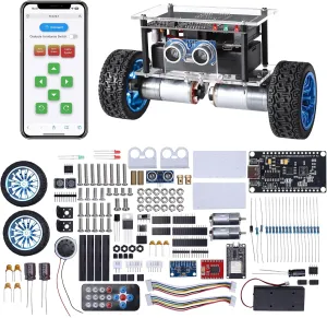 MIOYOOW DIY Self-Balancing Robot Car Kit, Soldering Practice STEM Project with Ultrasonic Obstacle Avoidance, WiFi   IR Dual Control, Electronic Solder Engineering Toy for Kids Ages 13 
