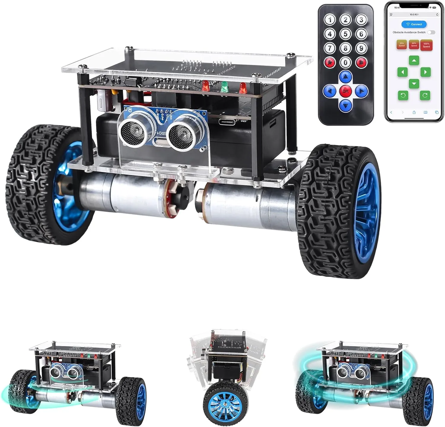 MIOYOOW DIY Self-Balancing Robot Car Kit, Soldering Practice STEM Project with Ultrasonic Obstacle Avoidance, WiFi   IR Dual Control, Electronic Solder Engineering Toy for Kids Ages 13 