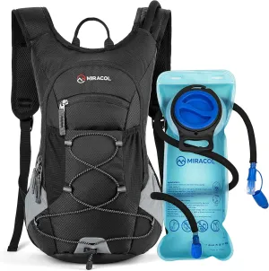 MIRACOL Hiking Hydration Backpack with 2L Leak Proof Water Bladder, Lightweight Insulated Water Pack for Men & Women, Compact & Comfortable Daypack for Running Hiking Cycling Climbing Camping Biking