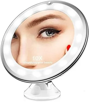 Mirrors Makeup 10X Magnifying LED 360 Degree Rotation Vanity Tabletop