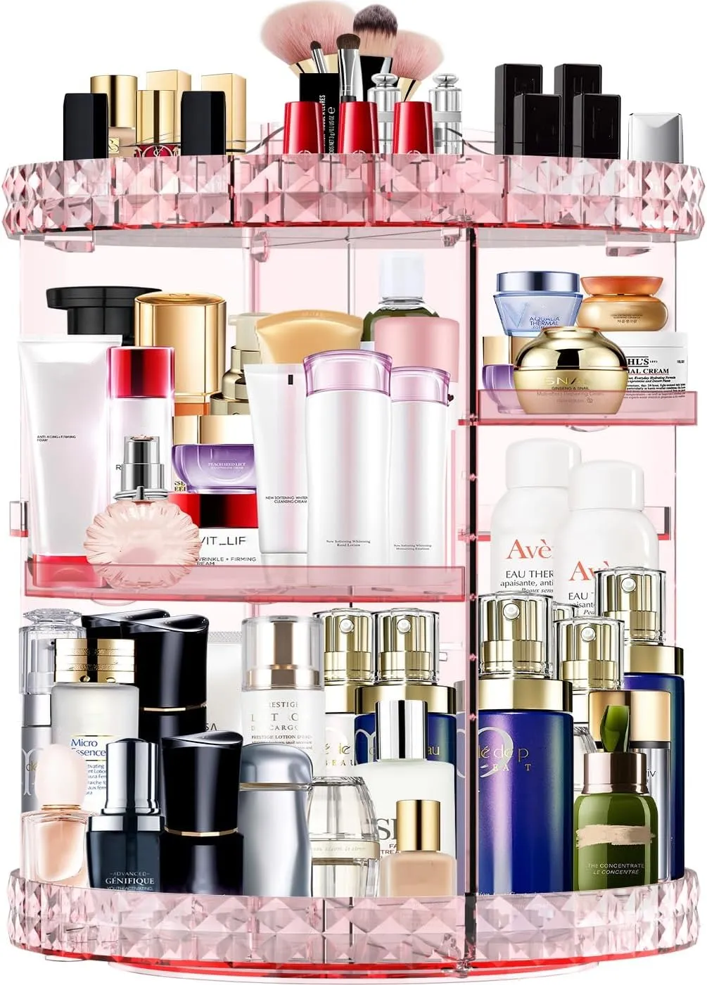 MISERWE Makeup Organizer 360 Degree Rotating 7 Adjustable Layers Large Capacity Cosmetic Organizer Transparent Make Up Organizers and Storage