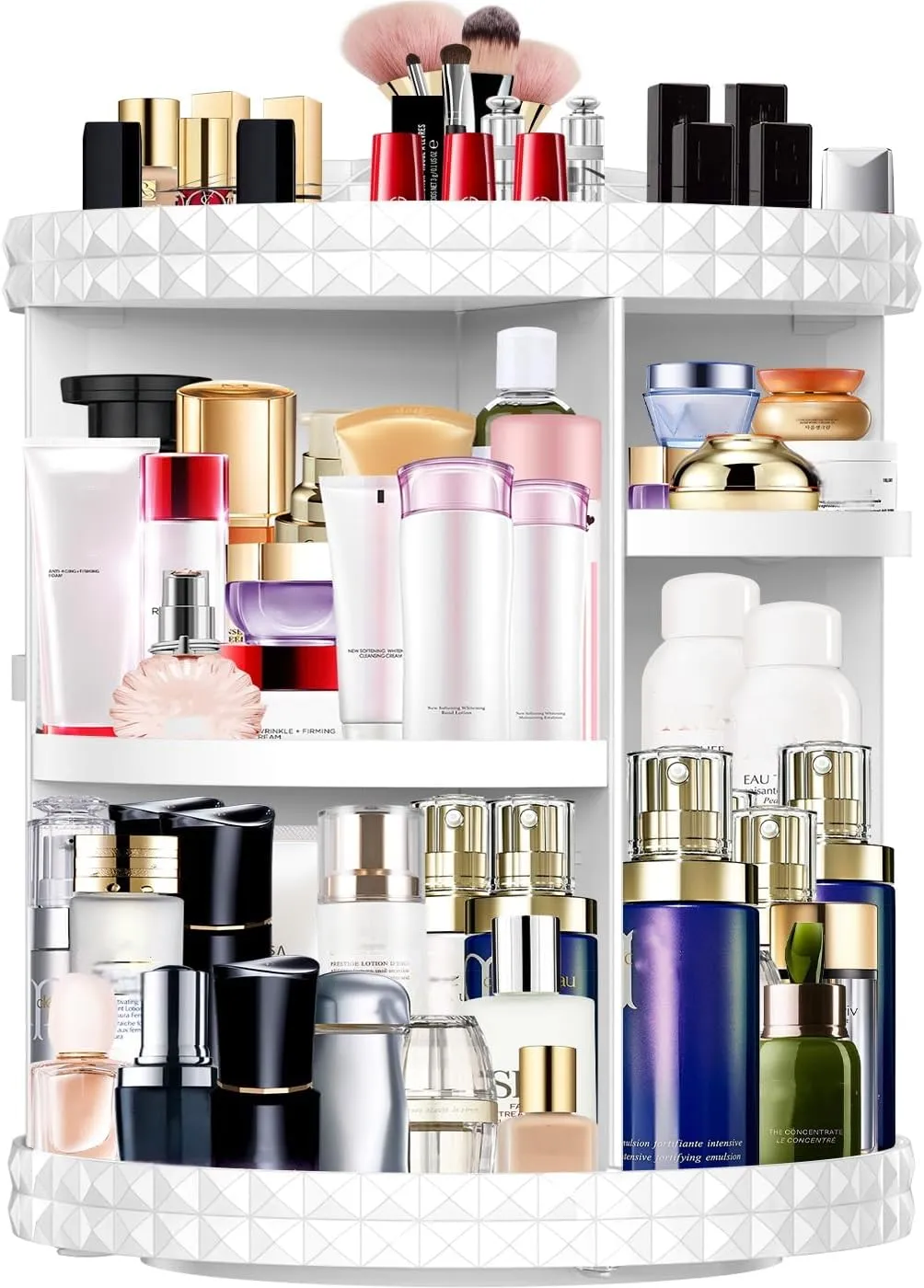 MISERWE Makeup Organizer 360 Degree Rotating 7 Adjustable Layers Large Capacity Cosmetic Organizer Transparent Make Up Organizers and Storage