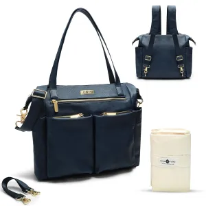 Miss Fong Leather Diaper Tote Backpack - Large Diaper Bag with 11 Organizers, Changing Pad, Stroller Straps, 4 Insulated Pockets